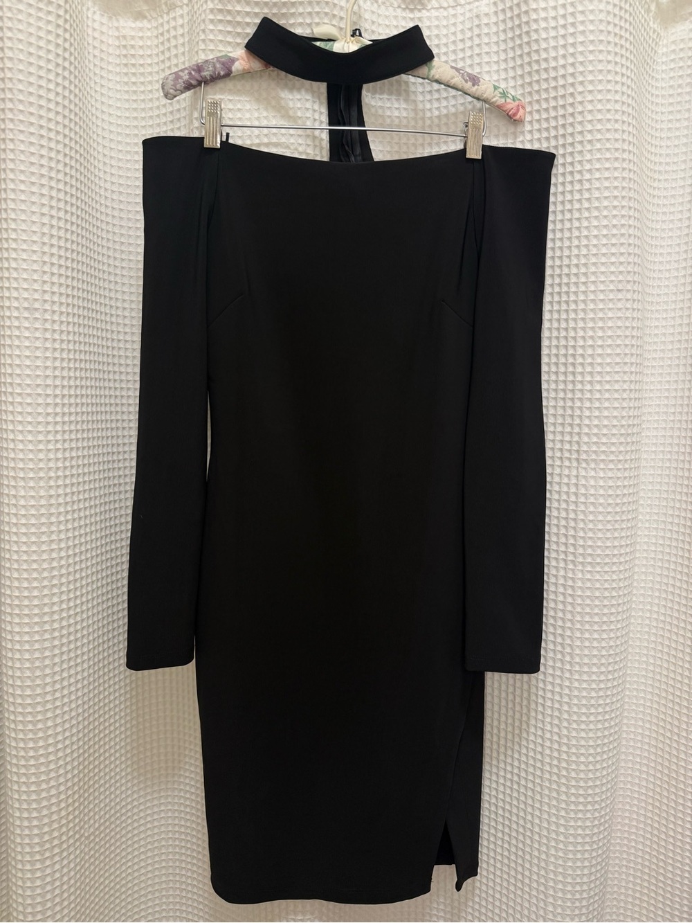 ASTR The Label Off-Shoulder Black Sheath Dress with Choker Neckline - NWT Large